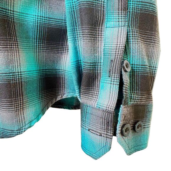 Dixxon Flannel Plaid Shirt Women's Size Small Tortuga Blue Long Sleeve - Picture 6 of 16